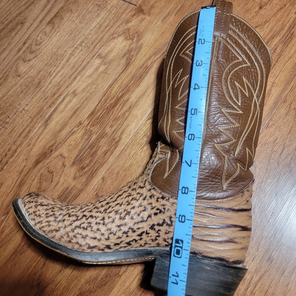 Vintage Tony Lama Wildebeast & Cape Buffalo Leather Cowgirl Boots 6 - Picture 15 of 16